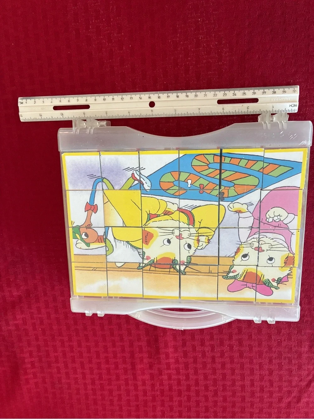 Vintage Richard Scarry Busytown 24 Wooden Blocks Puzzle with Carrying Case